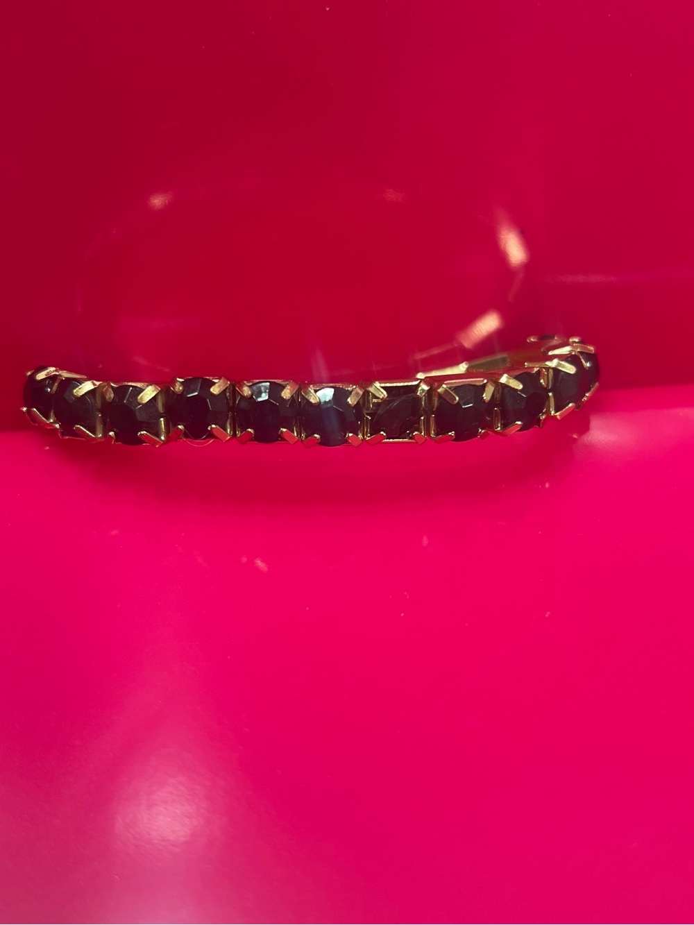 Adjustable Elastic Stretch Bracelet Golden Black Rhinestones